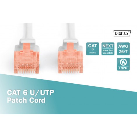 Digitus | CAT 6e | Patch cable | Unshielded twisted pair (UTP) | Male | RJ-45 | Male | RJ-45 | Grey | 0.5 m - 2